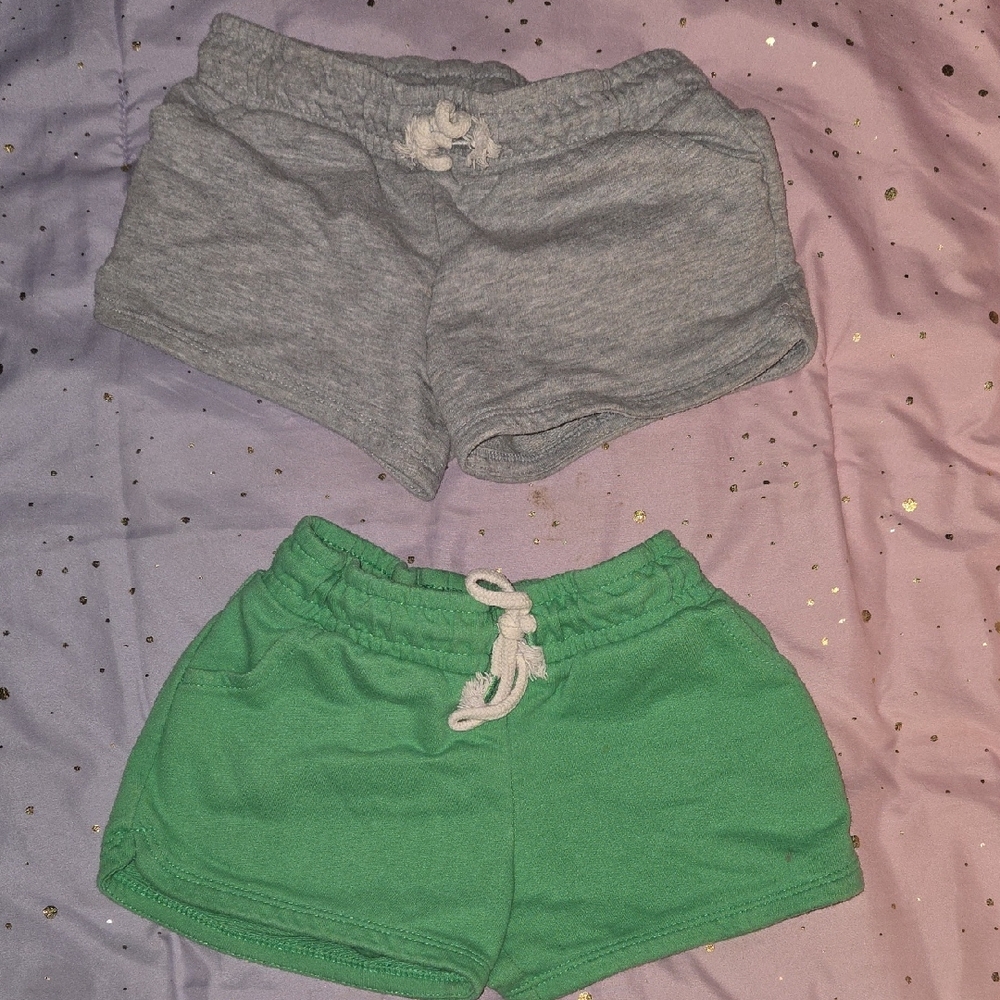 Gray and Green Casual Shorts Set
